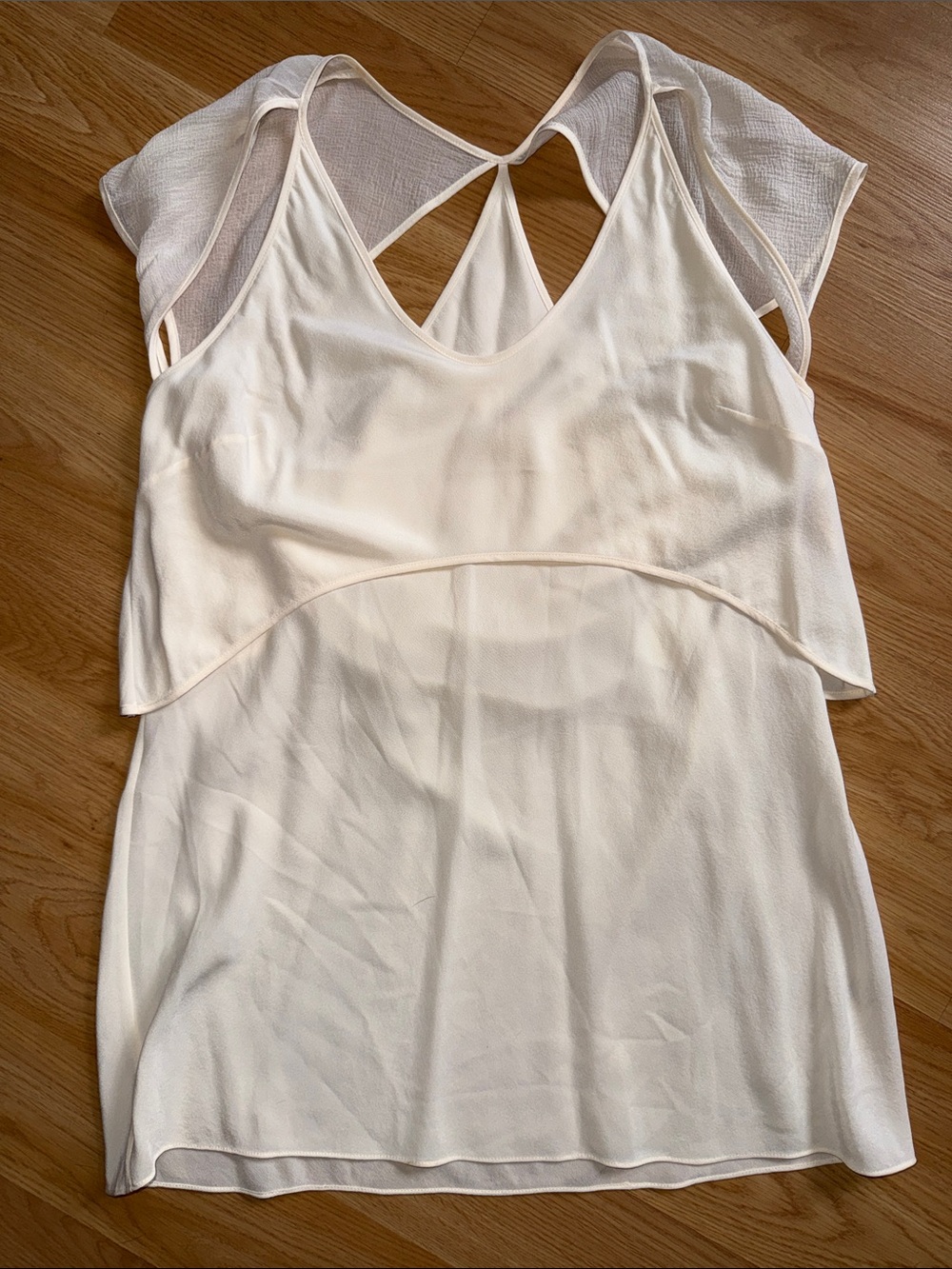 NWT T Alexander Wang Ivory Layered Sleeveless Blouse Silk Size Large